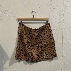 Reformation Animal Print Mini Skirt in Tan